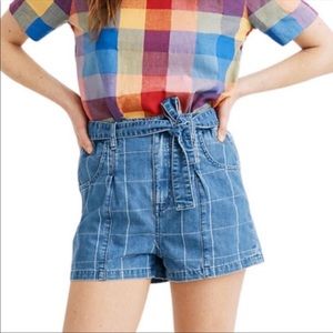 Madewell Windowpane Paperbag Shorts